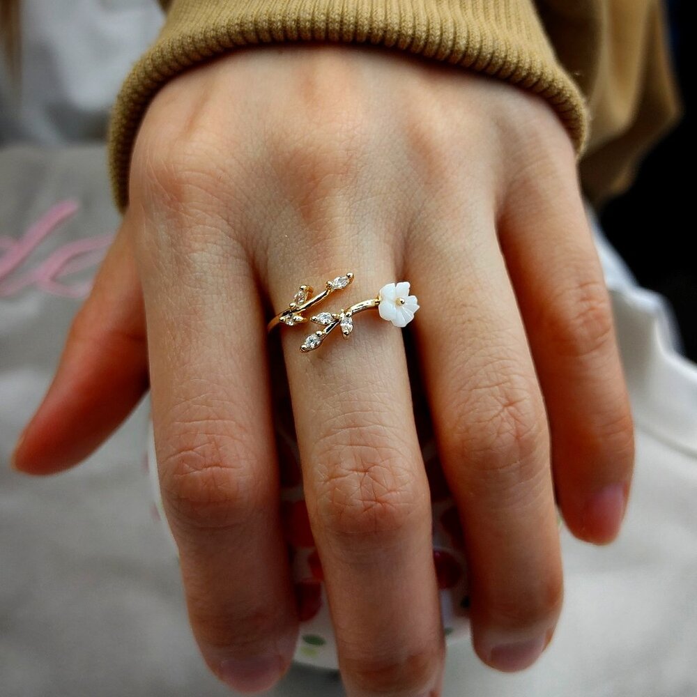 White Jasmine Crystal Ring